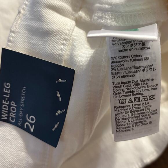 J Crew Women's 26 Jeans Wide Leg Crop High Rise Stretch Denim White Raw Hem - Picture 6 of 11